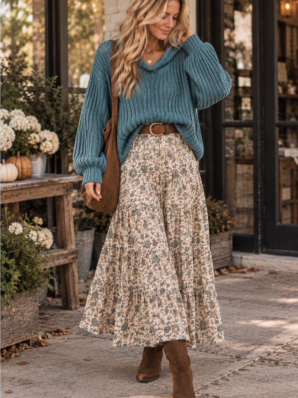 POL Teal Chunky Knit Sweater